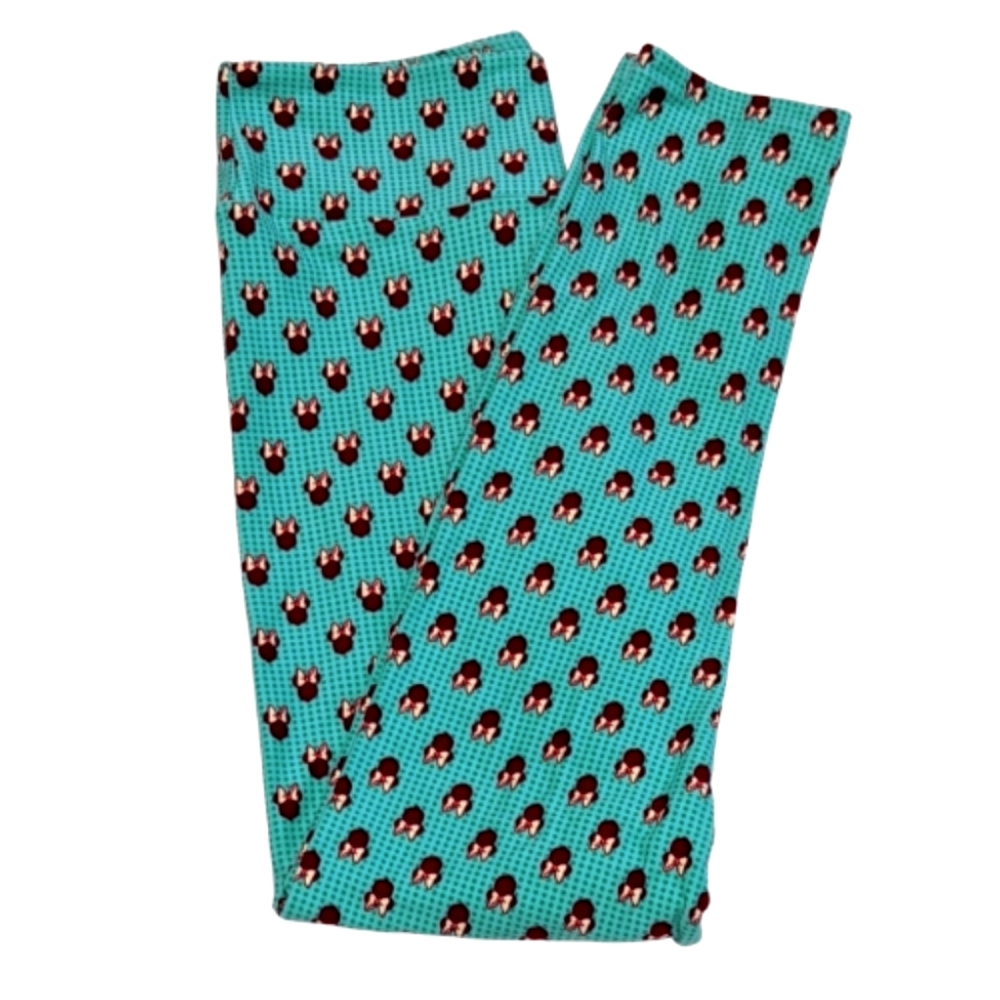 Disney LuLaRoe OS Minnie Mouse Polka Dot Leggings Light Blue w/ Purple details